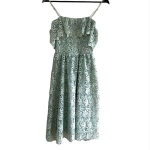 H&M Embroidered Eyelet Ruffle Spaghetti Strap Dress